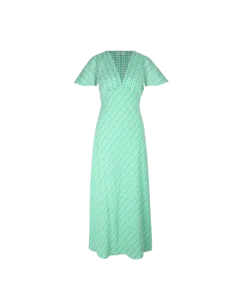 HONEY MIDI DRESS GREEN GINGHAM