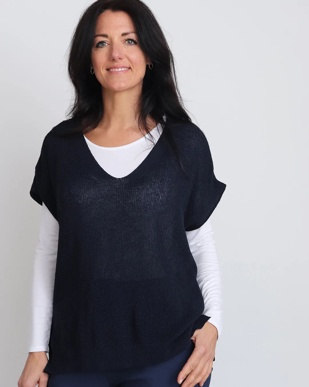 Ingrid V-Neck Tank Top - Navy