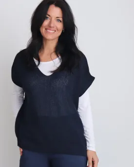 Ingrid V-Neck Tank Top - Navy