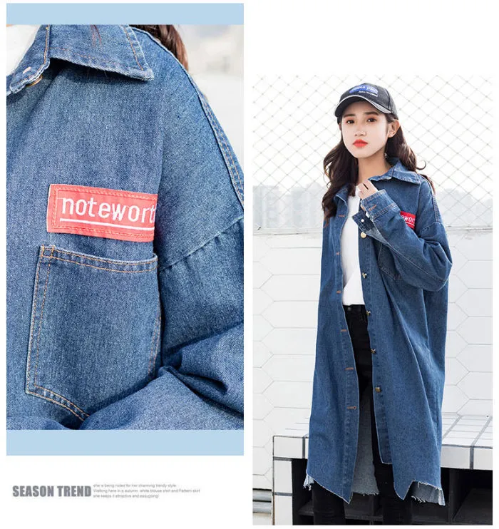 Jaket Kemeja Jeans Biru Lengan Panjang Sobek Trend Import