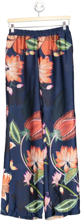 James Lakeland Blue Floral Print Trousers UK 8