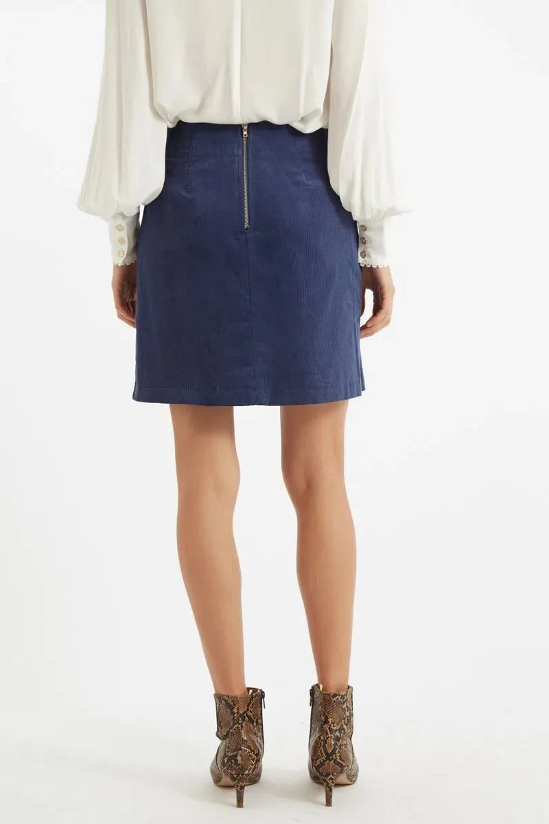 Louche Dylan Baby Cord A Line Mini Skirt Navy