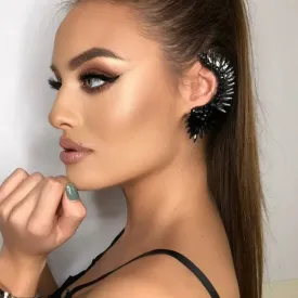 Luxury Black Rhinestone Ear Clip Earrings