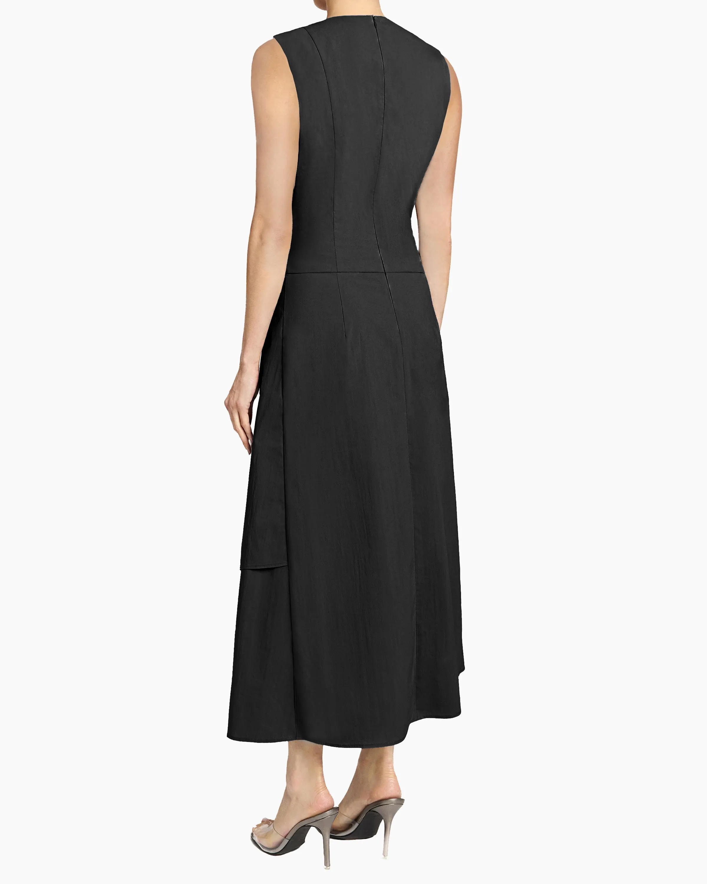 MADDY Sleeveless Multi-Panel Asymmetric Dress in Stretch Cotton