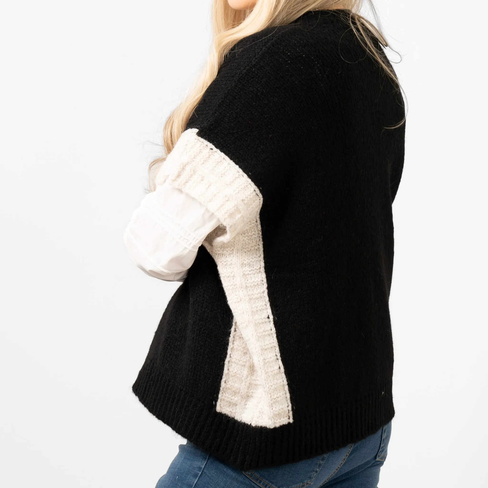 Malia Wool Blend Tank Top - Black/Cream