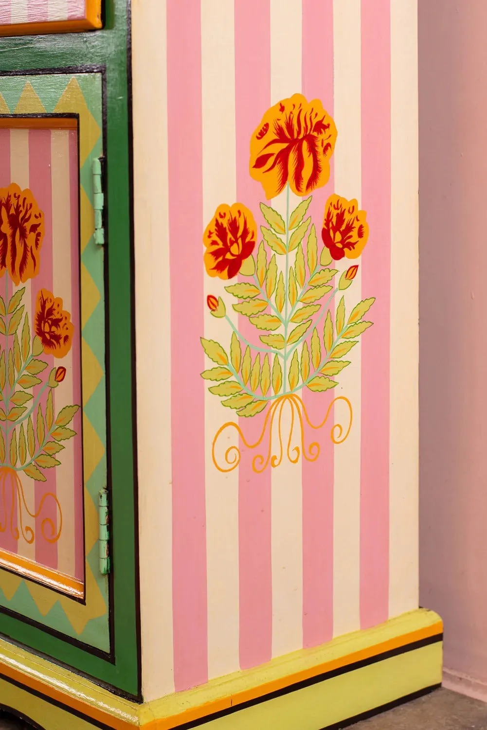 Marigold Hand Painted Mango Wood Cabinet/ SideBoard Table, Home Decor Table,Bedroom Table, Side Table By J.L.HOME DECOR