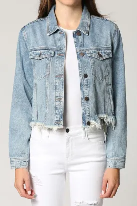 Medium Wash Classic Cropped Fitted Jacket