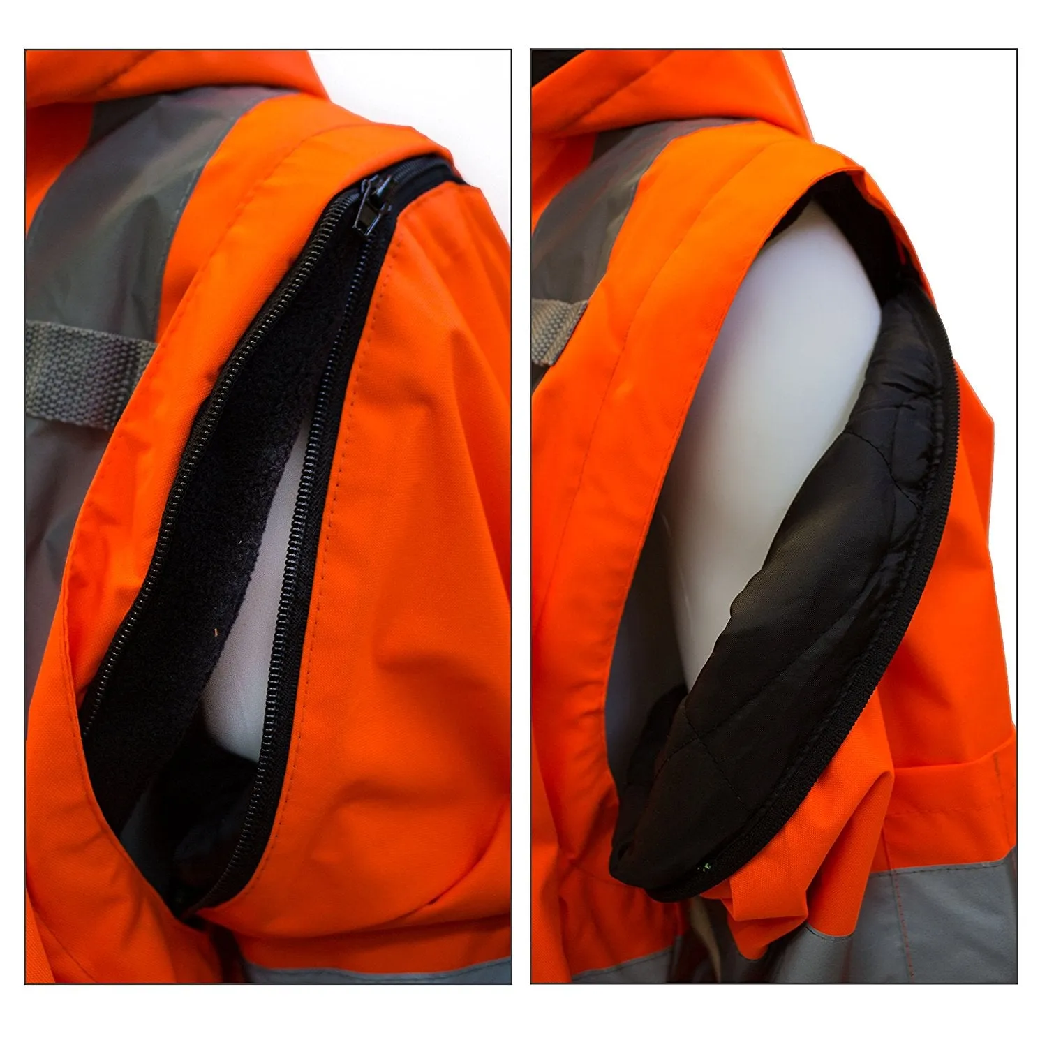Men's Ansi Class 3 High Visibility Safety Bomber Jacket With Zipper, PVC Pocket, Black Bottom and Detachable sleeve- J8511