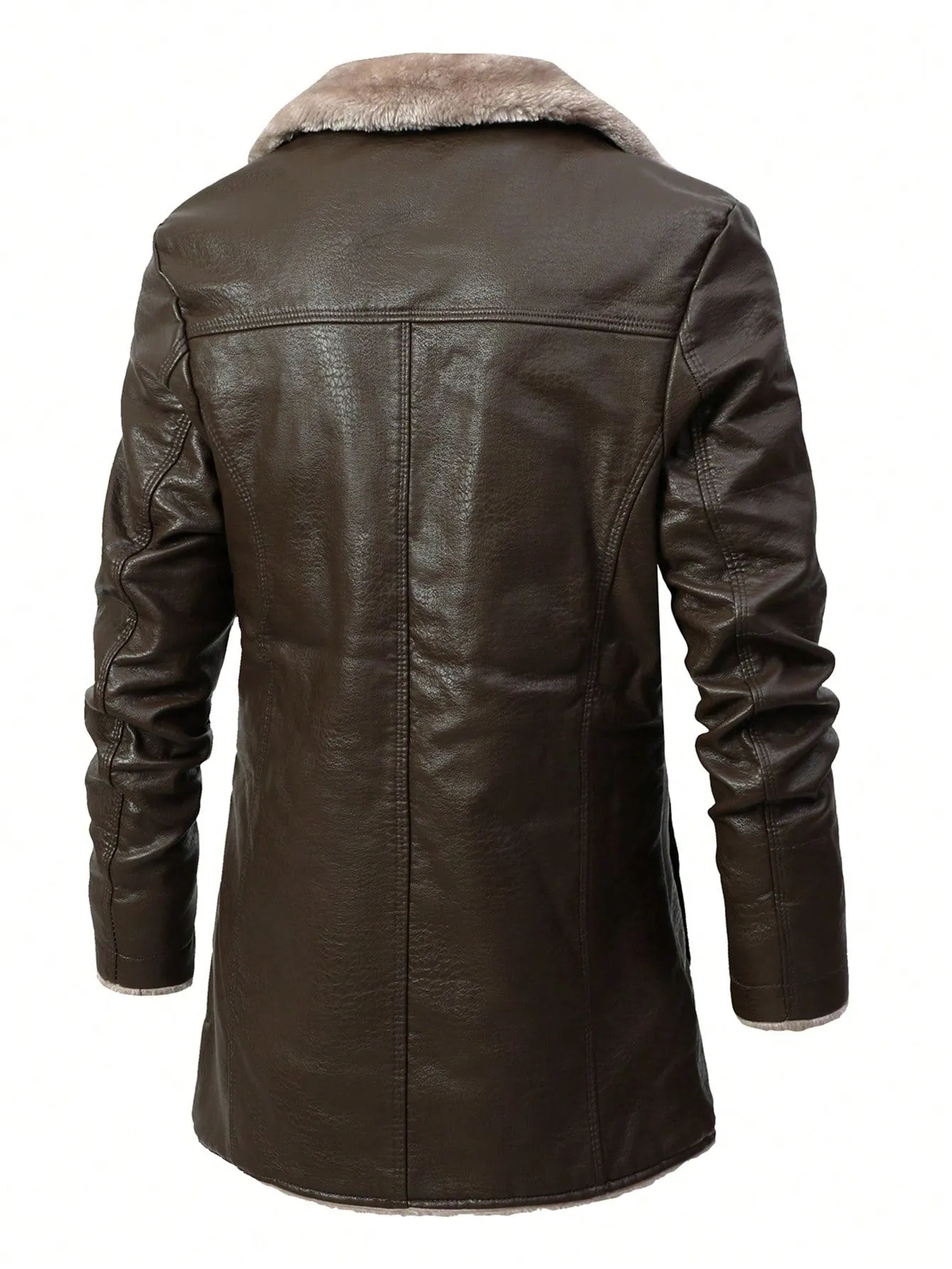 Men's PU Leather Teddy Lined Coat