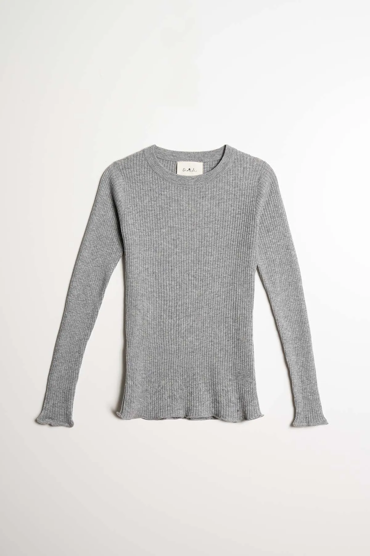 Merino Fitted Rib Sweater in Flint Grey