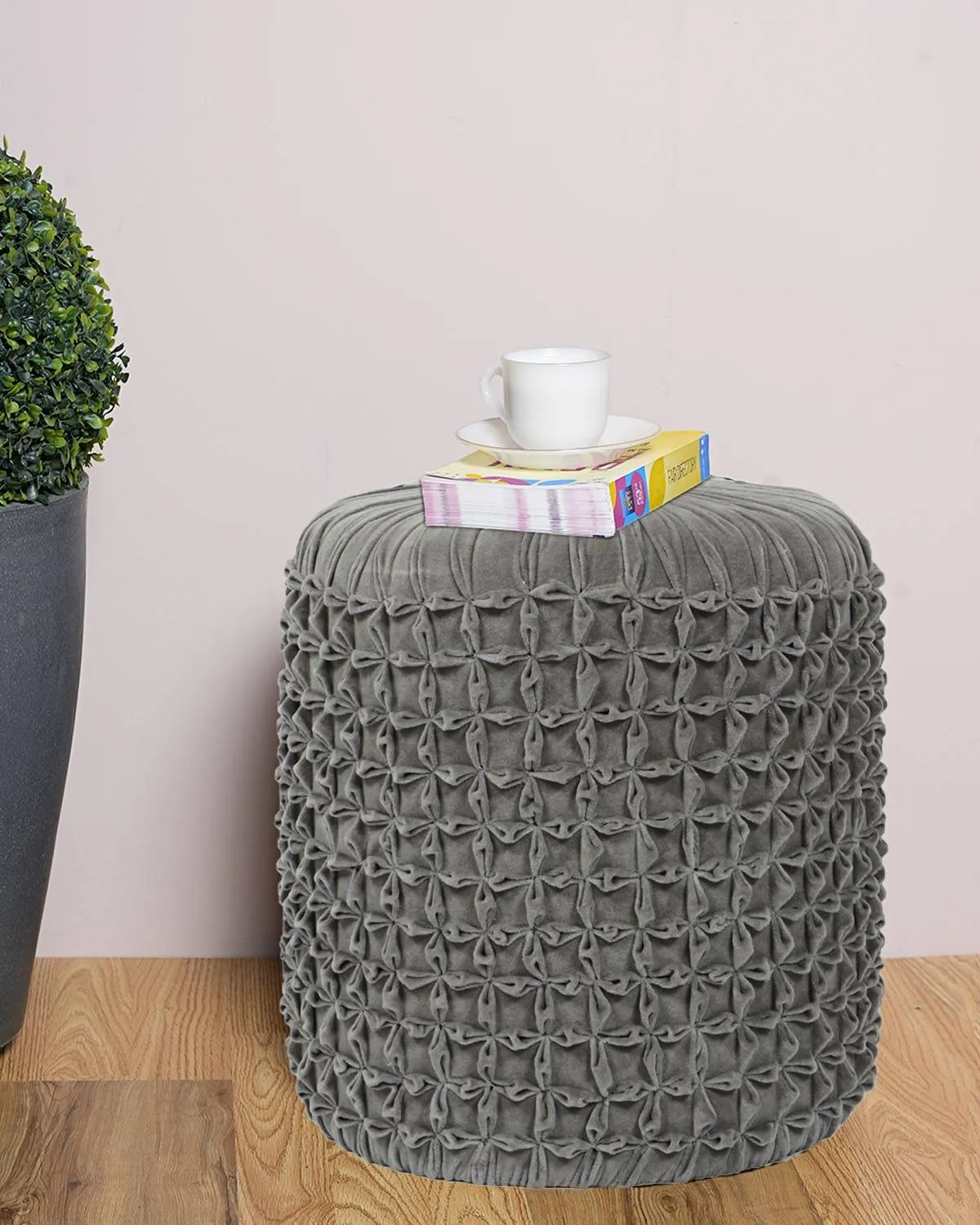 Mila Velvet Grey Stool
