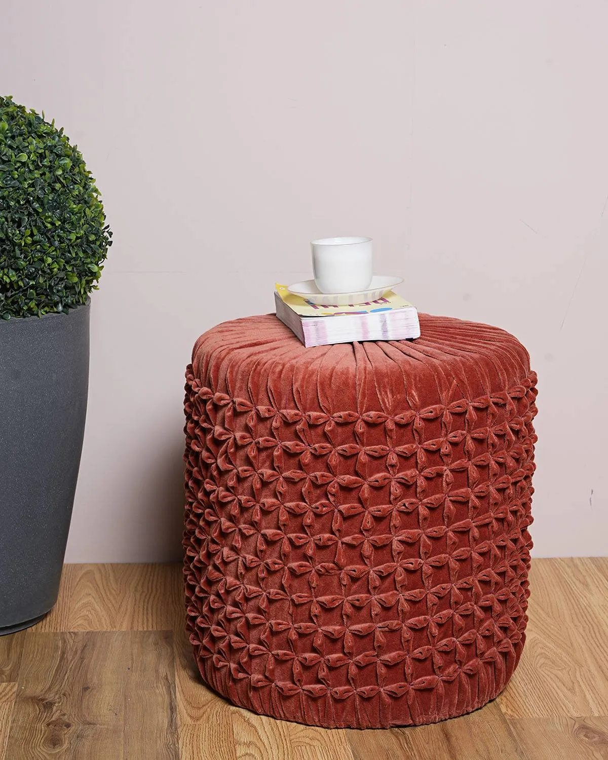 Mila Velvet Red Stool