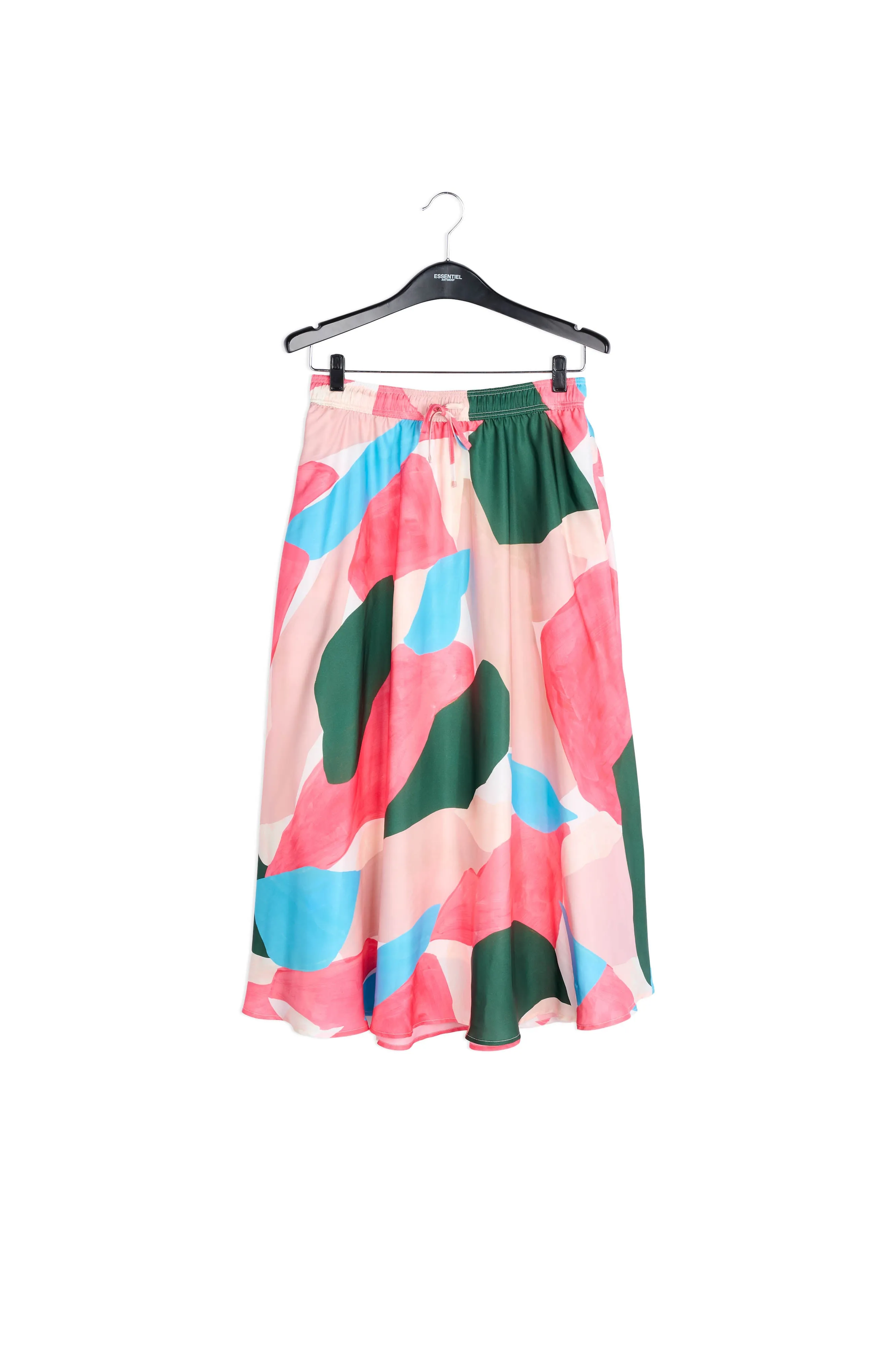 Multicolor midi-length skirt with graphic print