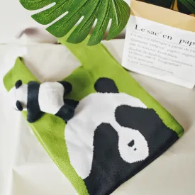 New Panda Print Knitted Bag With Large Capacity, Ideal For Commute And Daily Use, Lightweight, Trendy And Versatile, Can Be Used As A Vest Bag Or Handbag