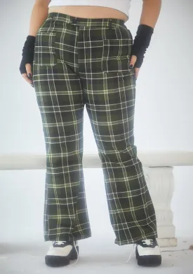 Olive She's Not So Innocent Plaid Pants
