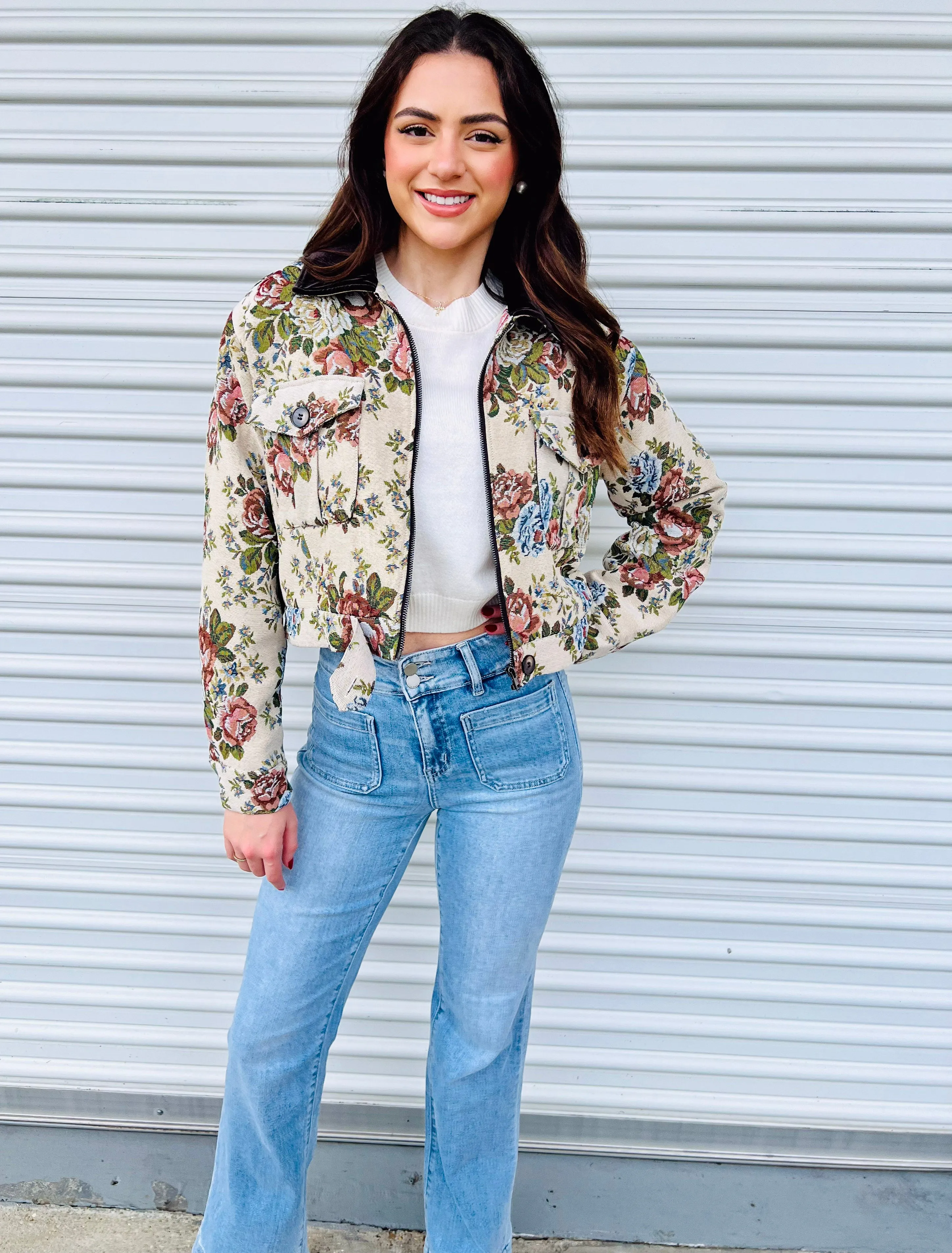 ONE SWEET DAY TAPESTRY CROPPED JACKET