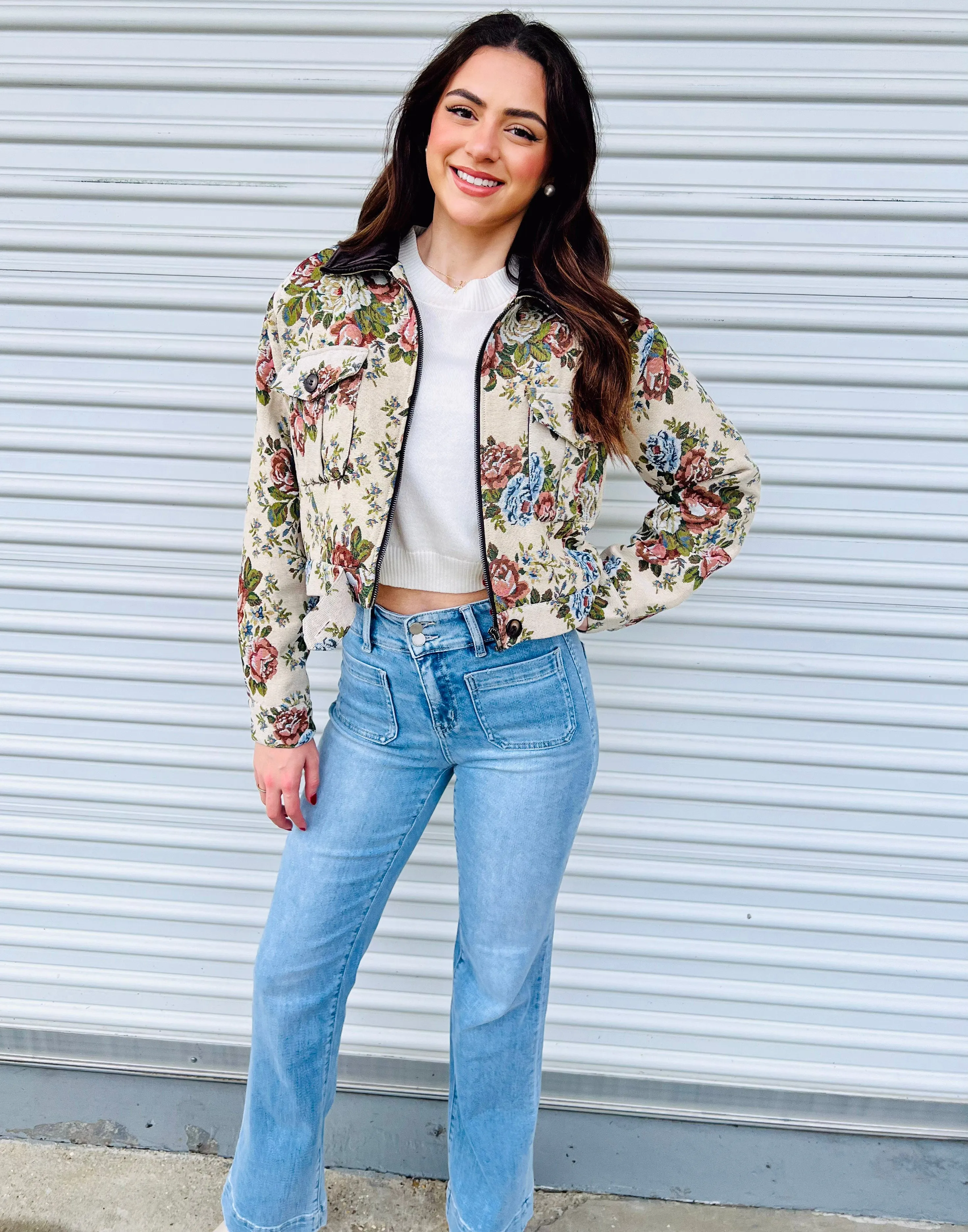 ONE SWEET DAY TAPESTRY CROPPED JACKET
