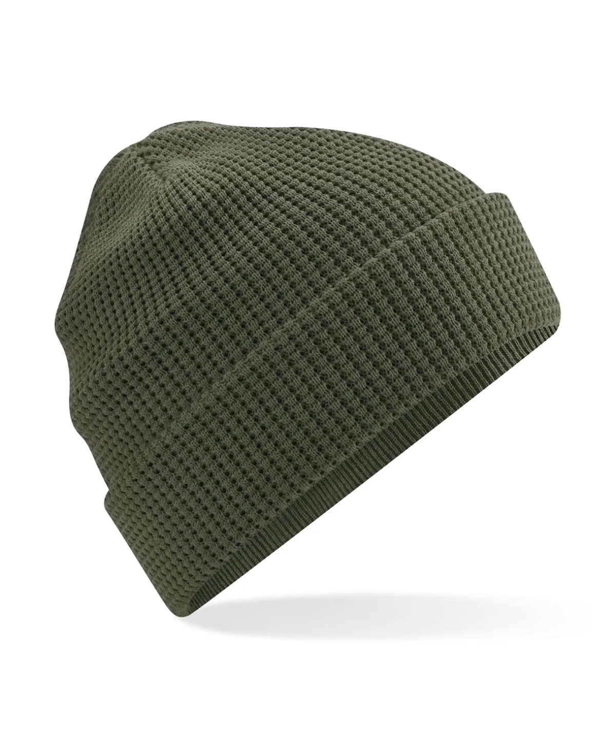 Organic cotton waffle beanie | Olive Green