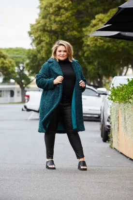 Oversized Teddy Coat - Teal