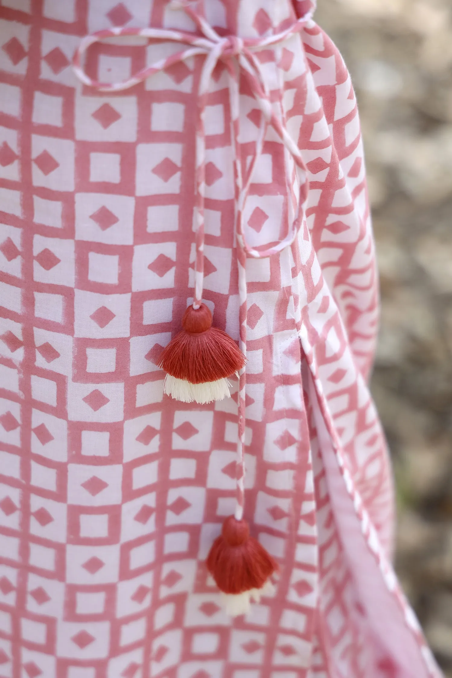 PINK CHECKS COTTON TUNIC SET (SET OF 3)