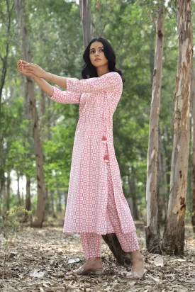 PINK CHECKS COTTON TUNIC SET (SET OF 3)