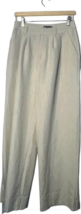 PrettyLittleThing Beige Linen Trousers UK 10