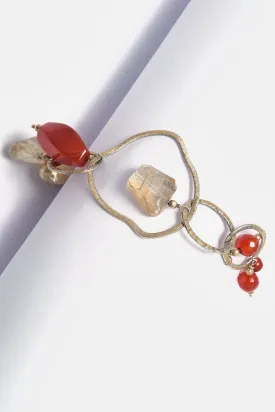 Red And Pale Yellow Stones Charm Bracelet