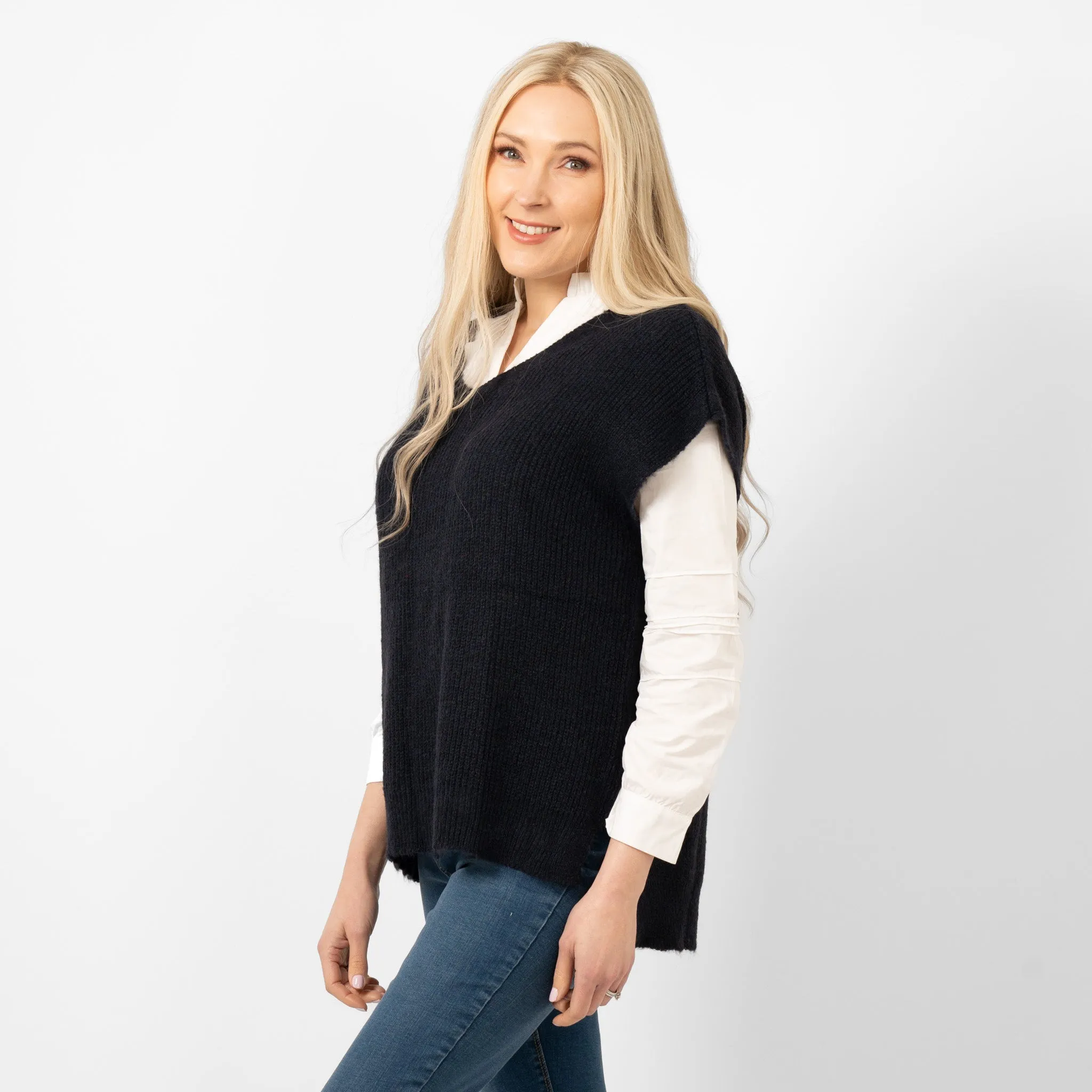 Reese Wool Blend Tank Top - Navy Blue