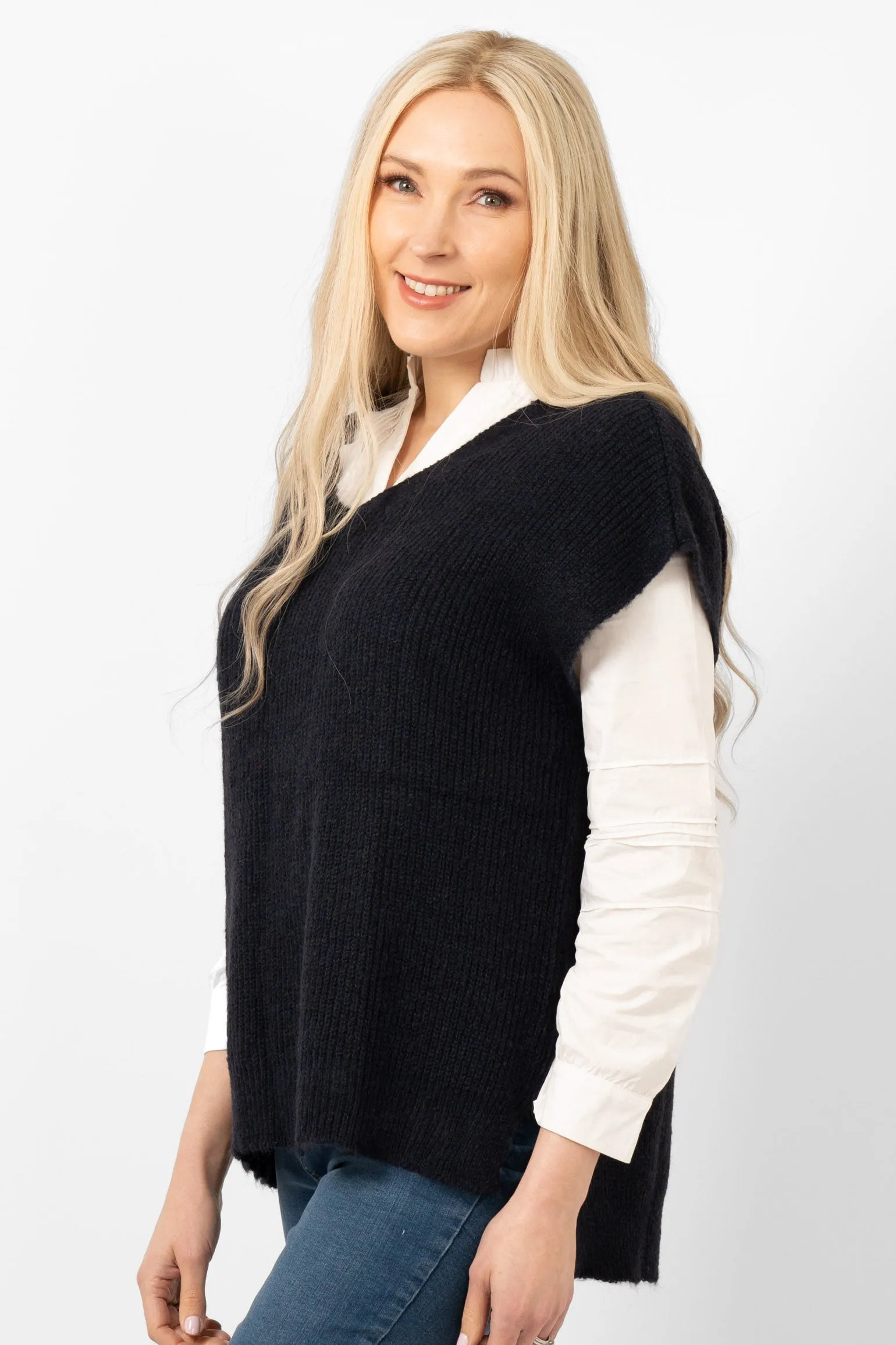 Reese Wool Blend Tank Top - Navy Blue