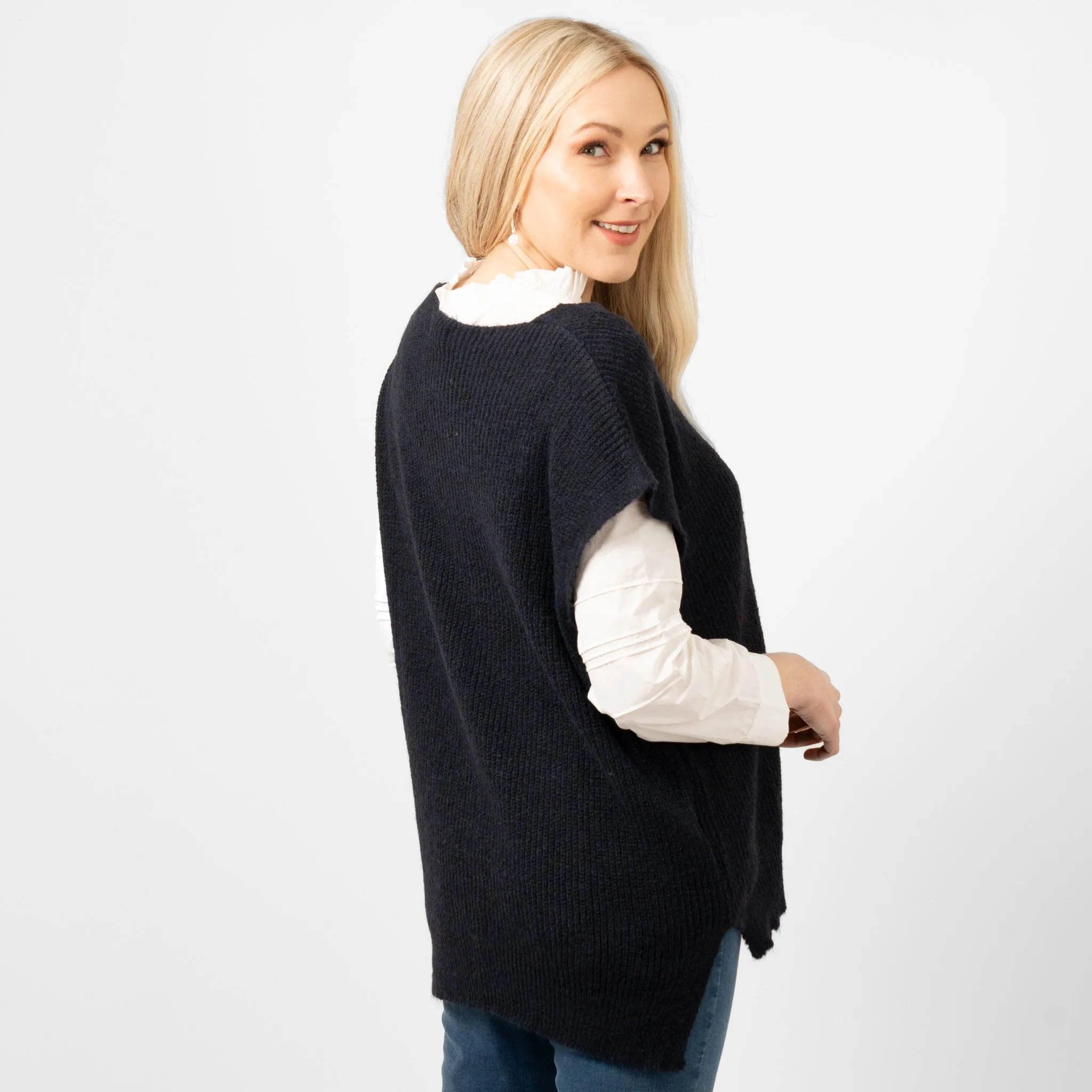 Reese Wool Blend Tank Top - Navy Blue