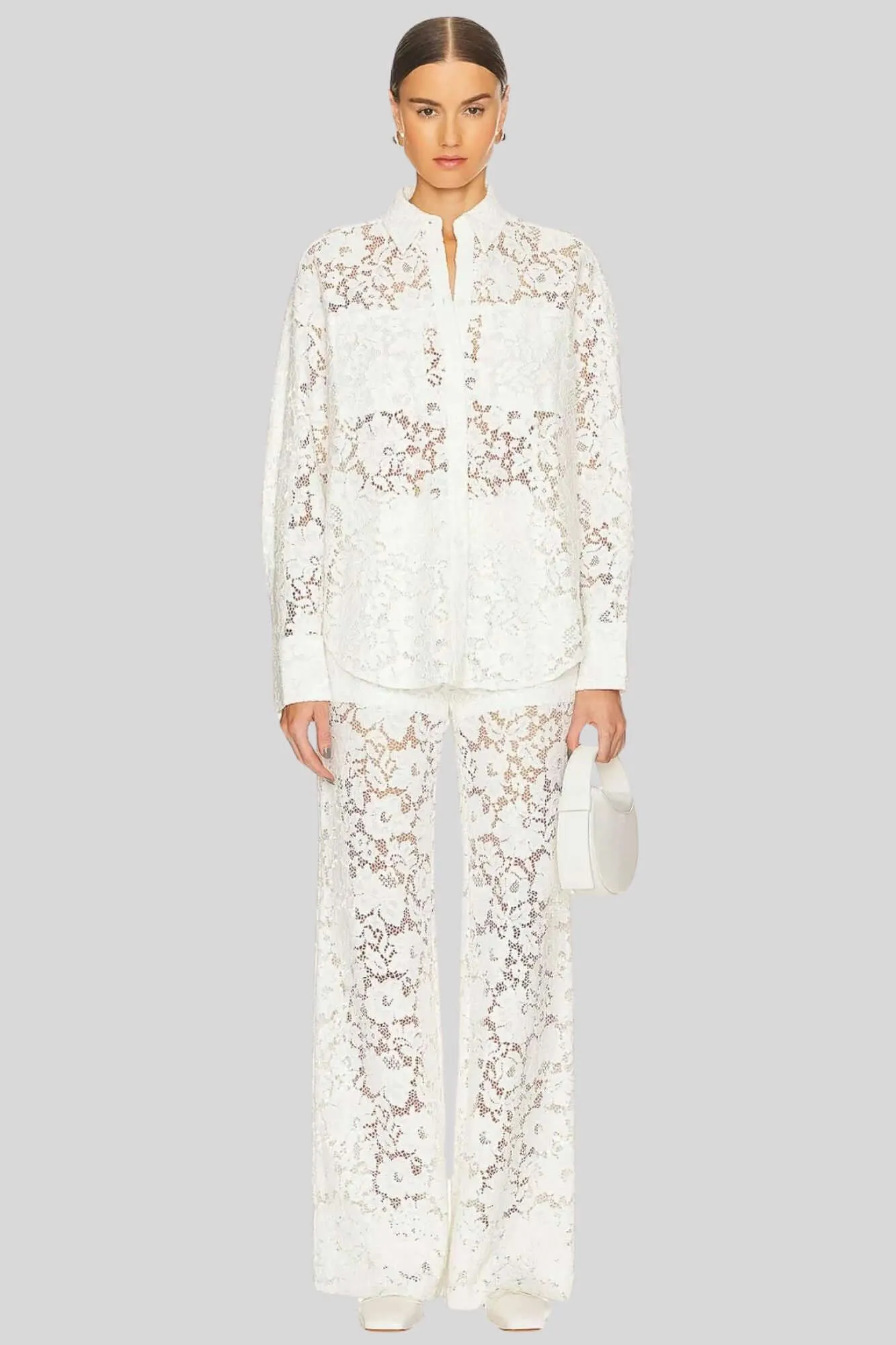 Sans Faff London Lace Flared Pants in White
