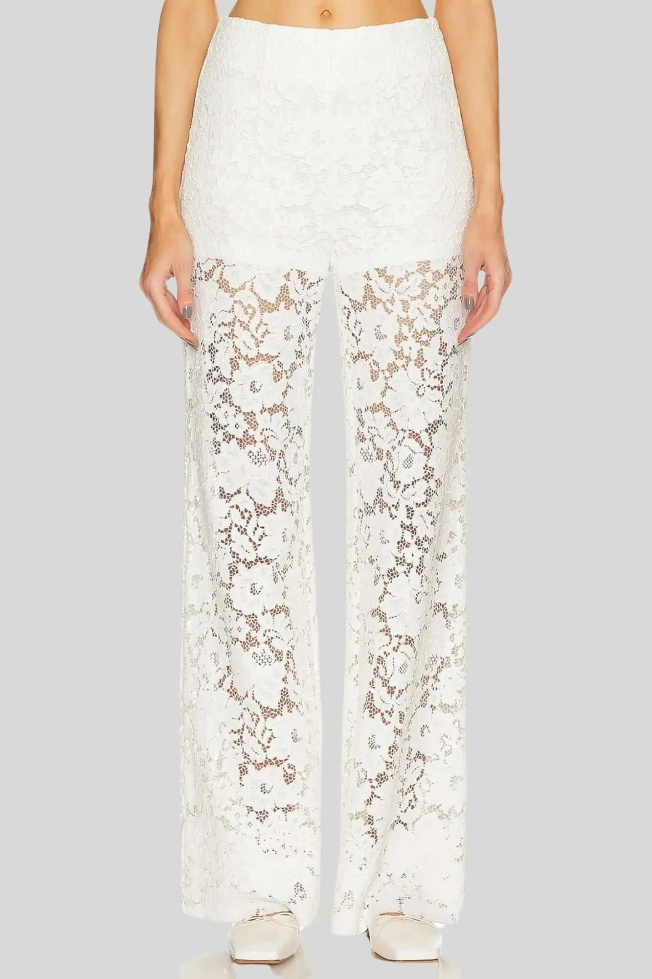 Sans Faff London Lace Flared Pants in White