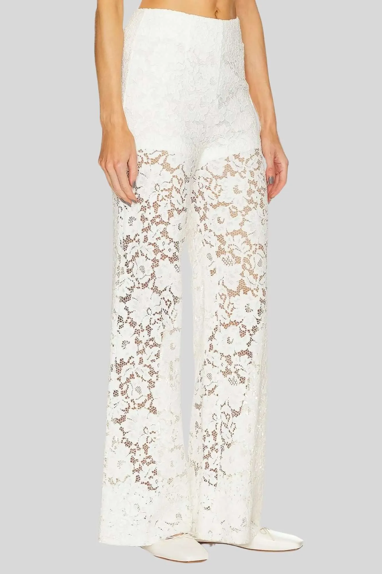 Sans Faff London Lace Flared Pants in White