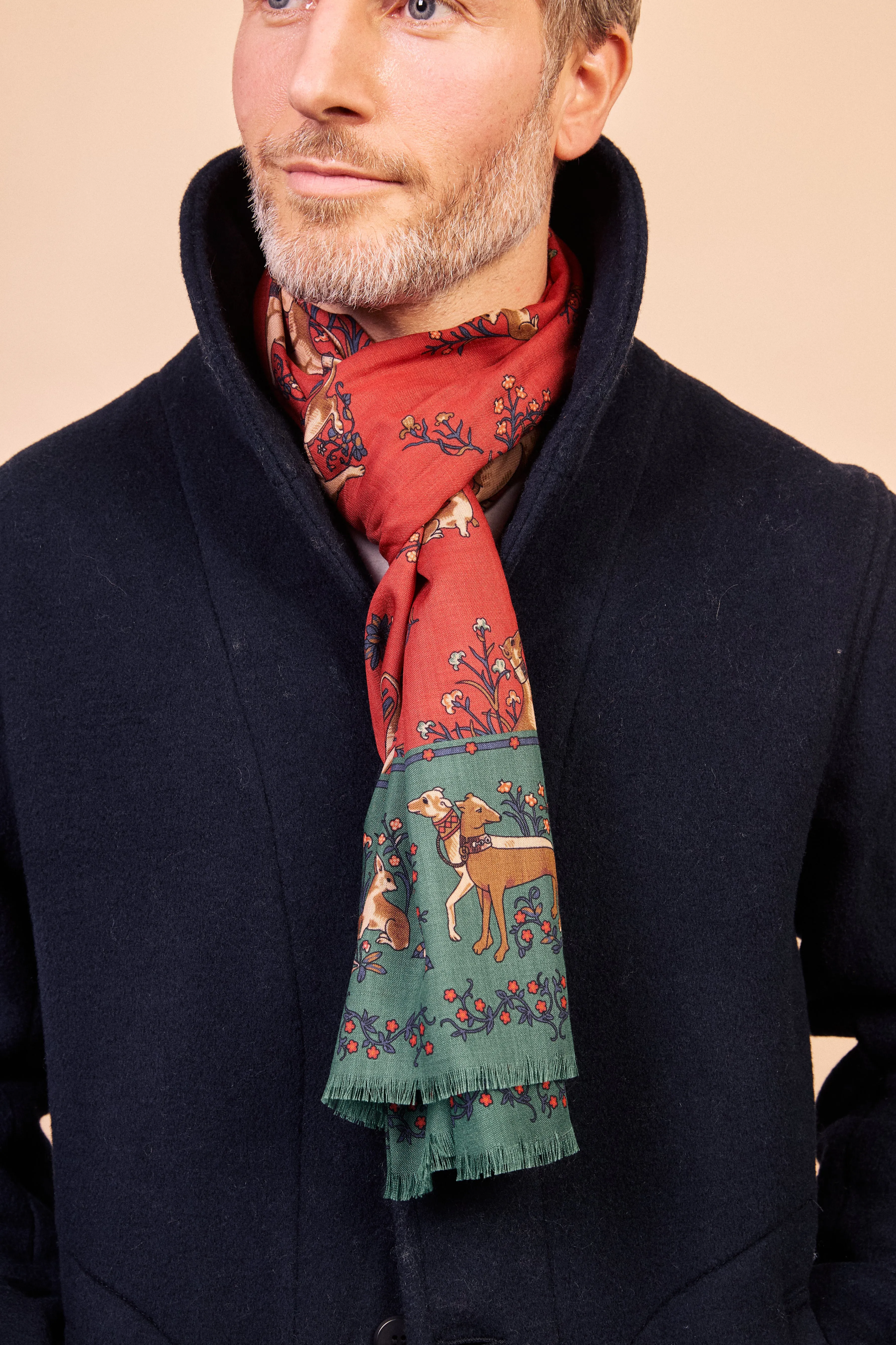 Silk Scarf - Dog Red