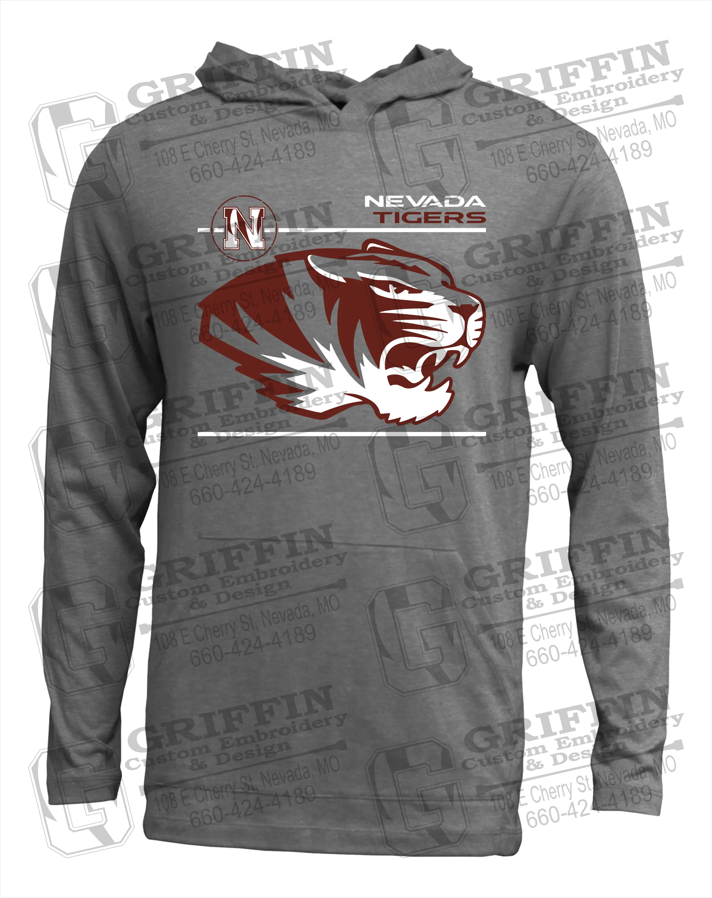 Soft-Tek T-Shirt Hoodie - Nevada Tigers 22-D