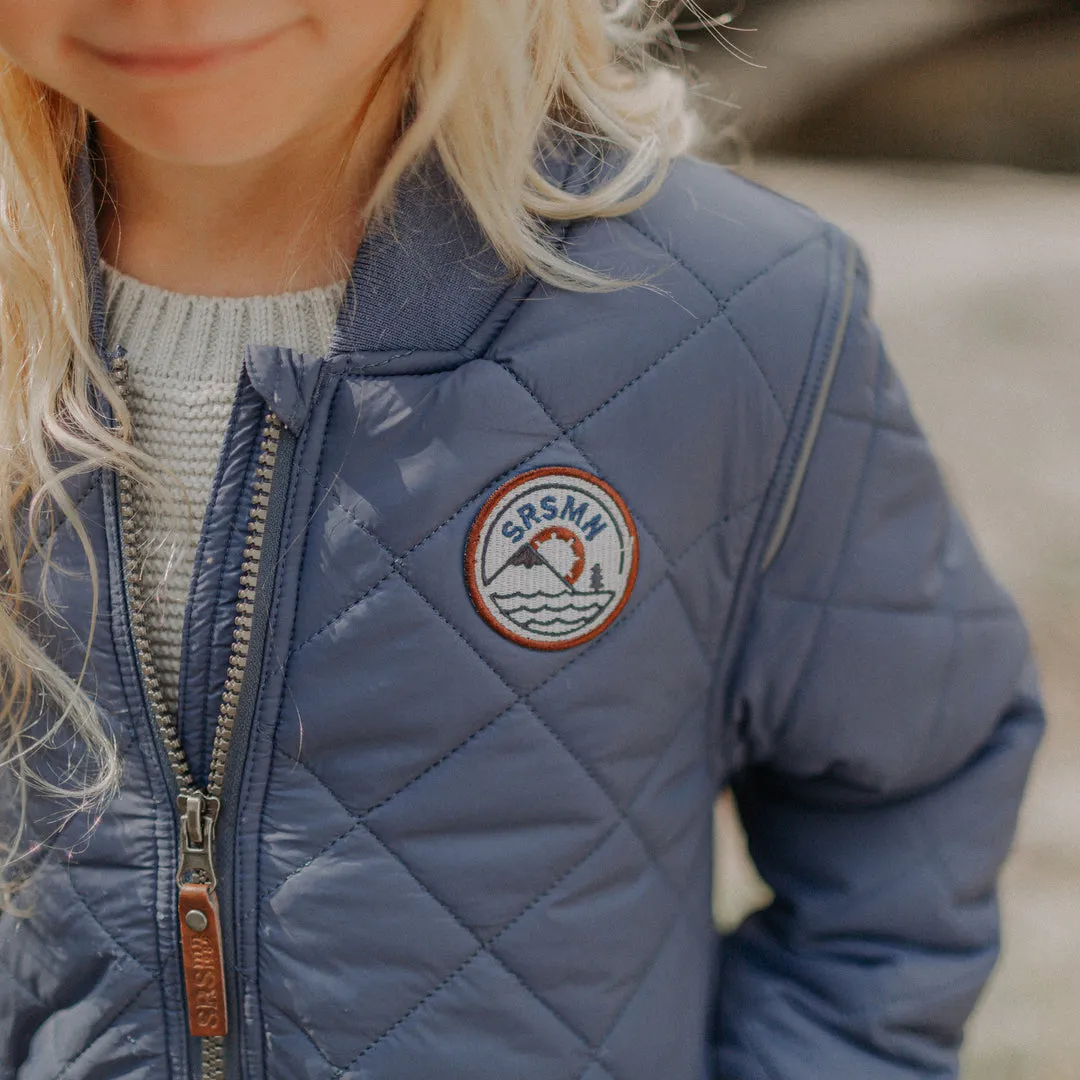 STEEL BLUE COAT IN QUILTED NYLON, CHILD