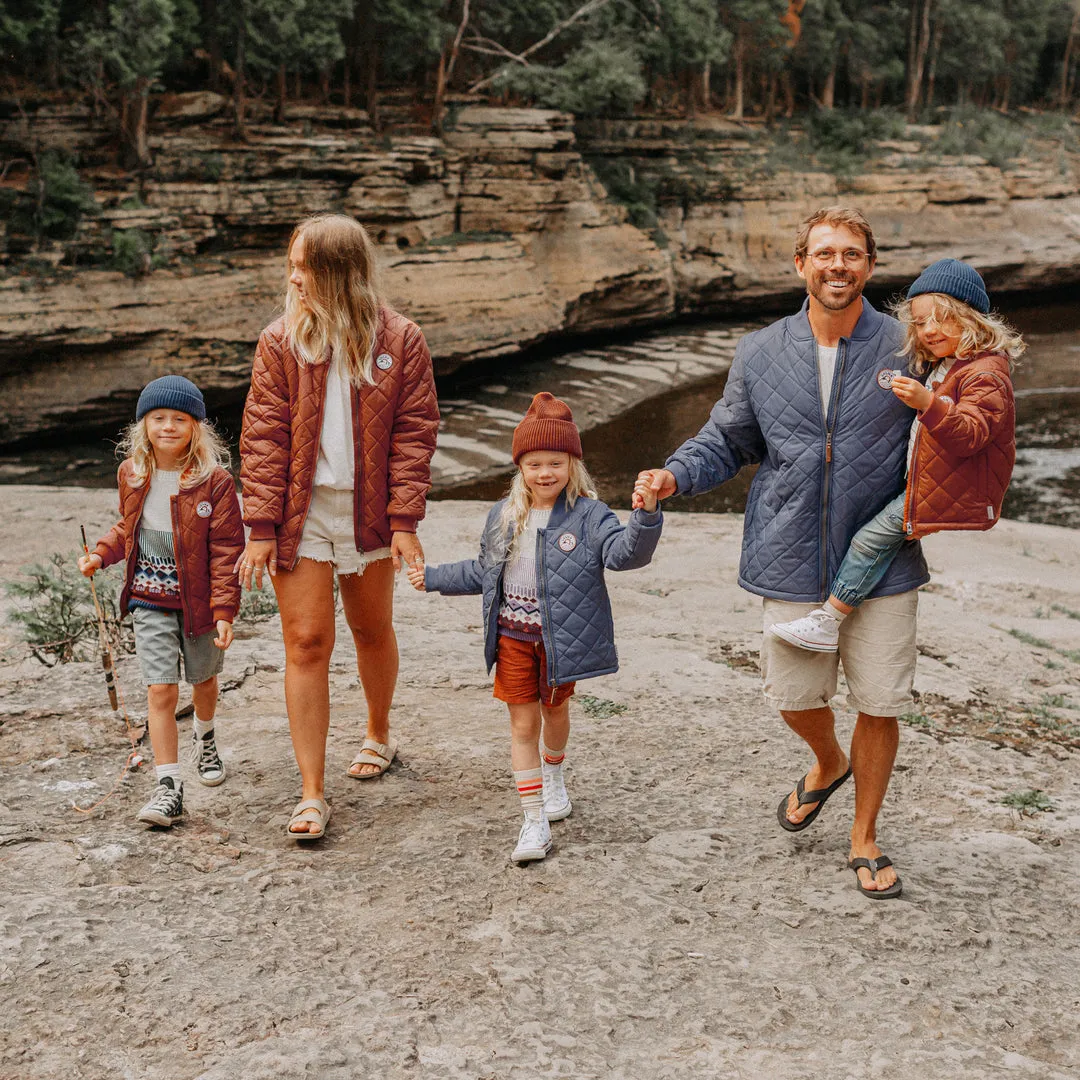 STEEL BLUE COAT IN QUILTED NYLON, CHILD