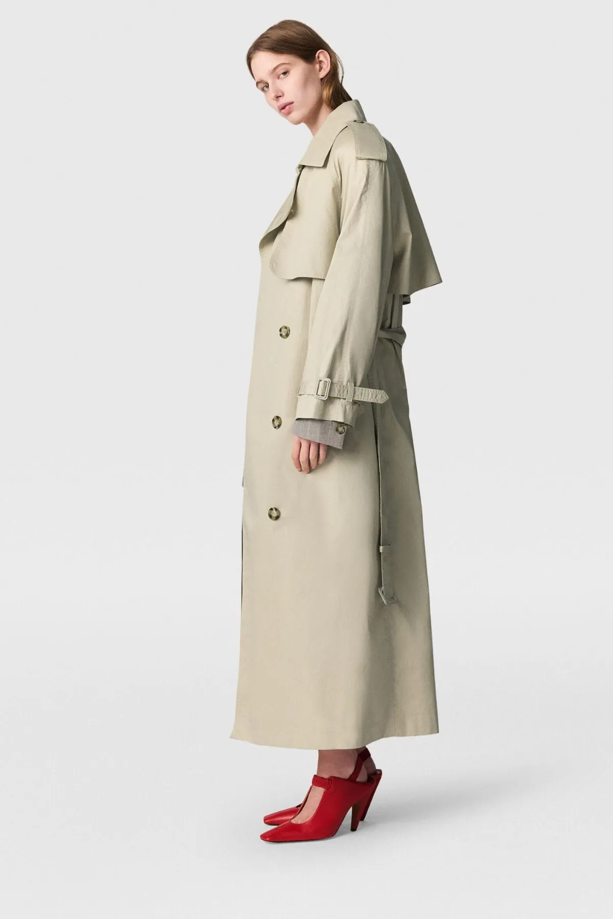 Stella McCartney Padded Shoulder Trench - Pebble