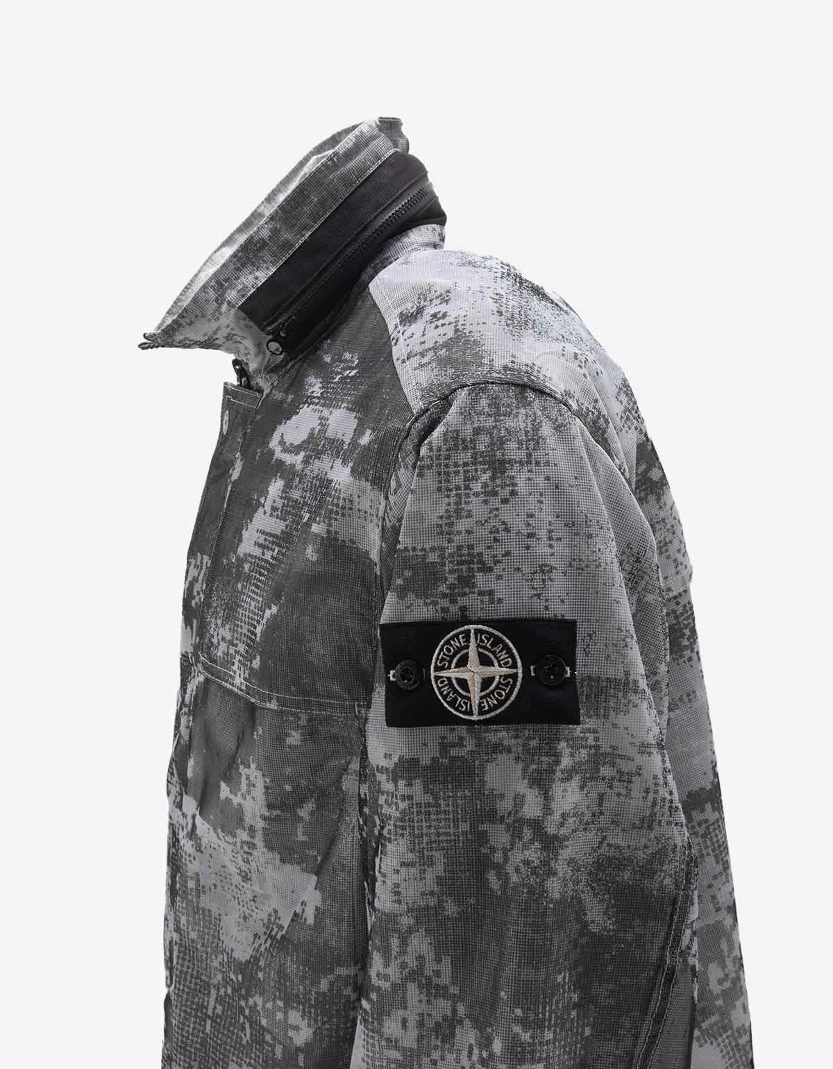 Stone Island Grey Camo Mesh Reflective Nylon Coat