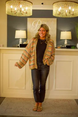 Stripe Open Style Cardigan