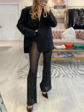 Studded Mesh Flared Pants