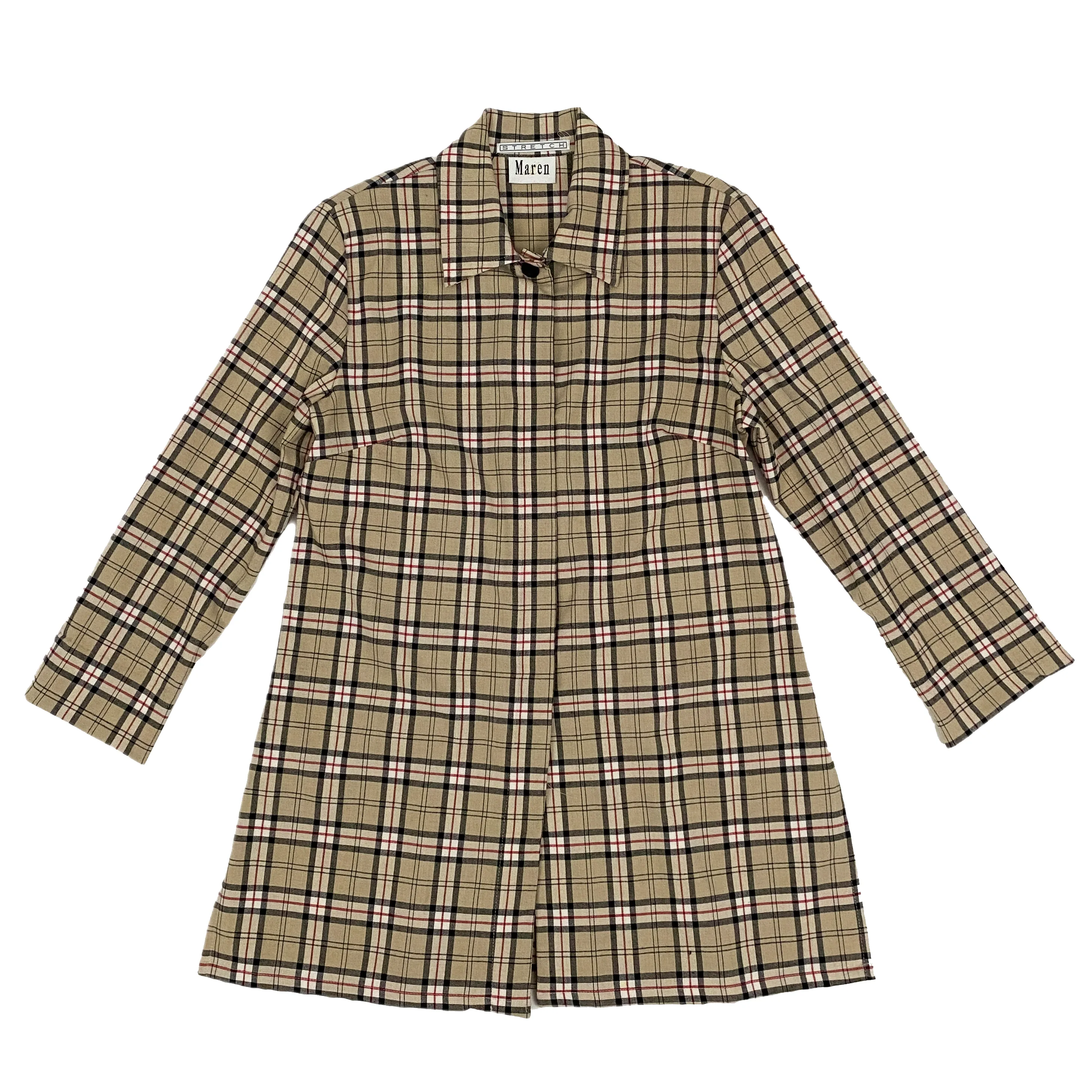 Tan Plaid Lightweight Overcoat (M)