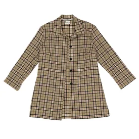 Tan Plaid Lightweight Overcoat (M)