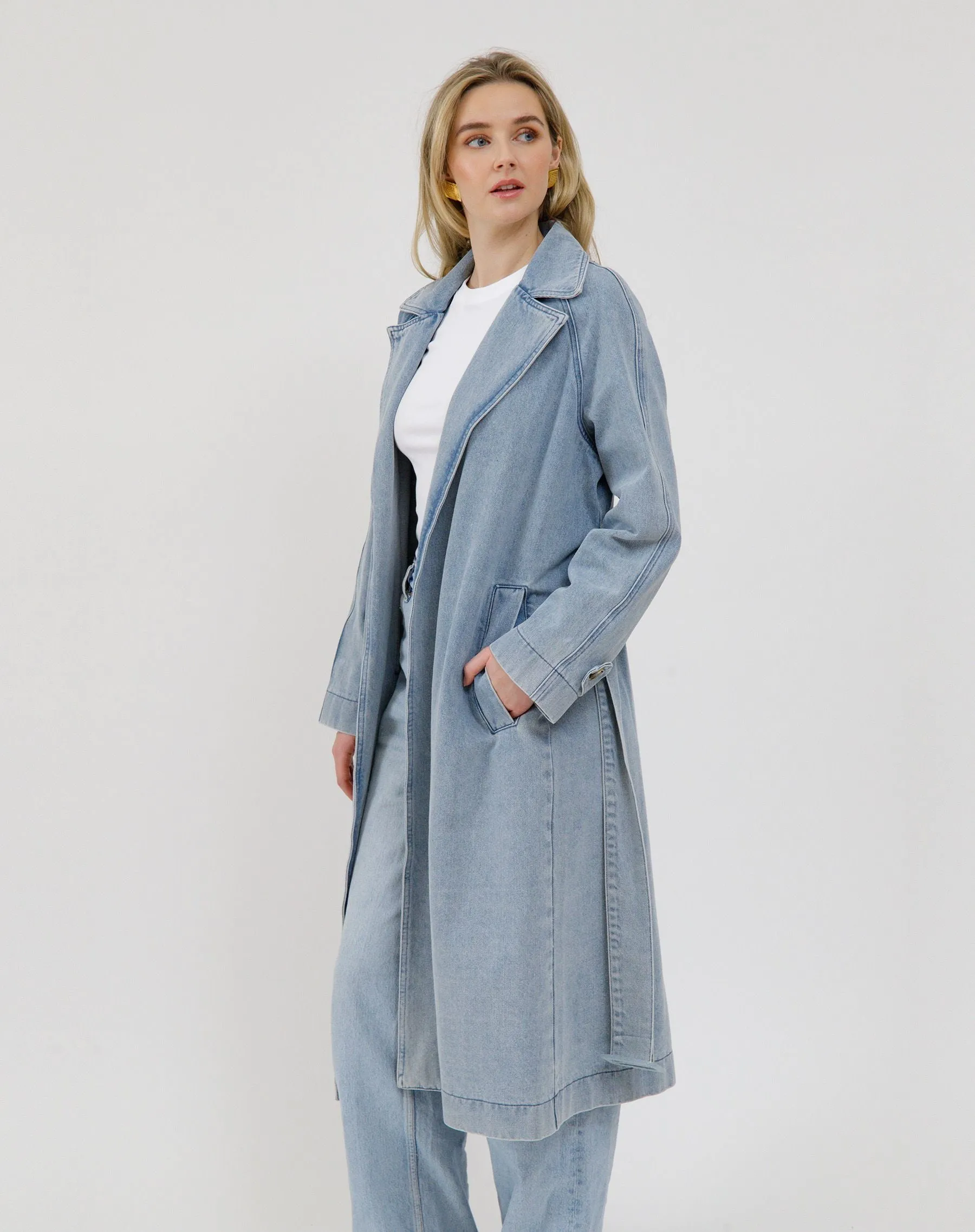 The Caitlin Denim Trench Coat