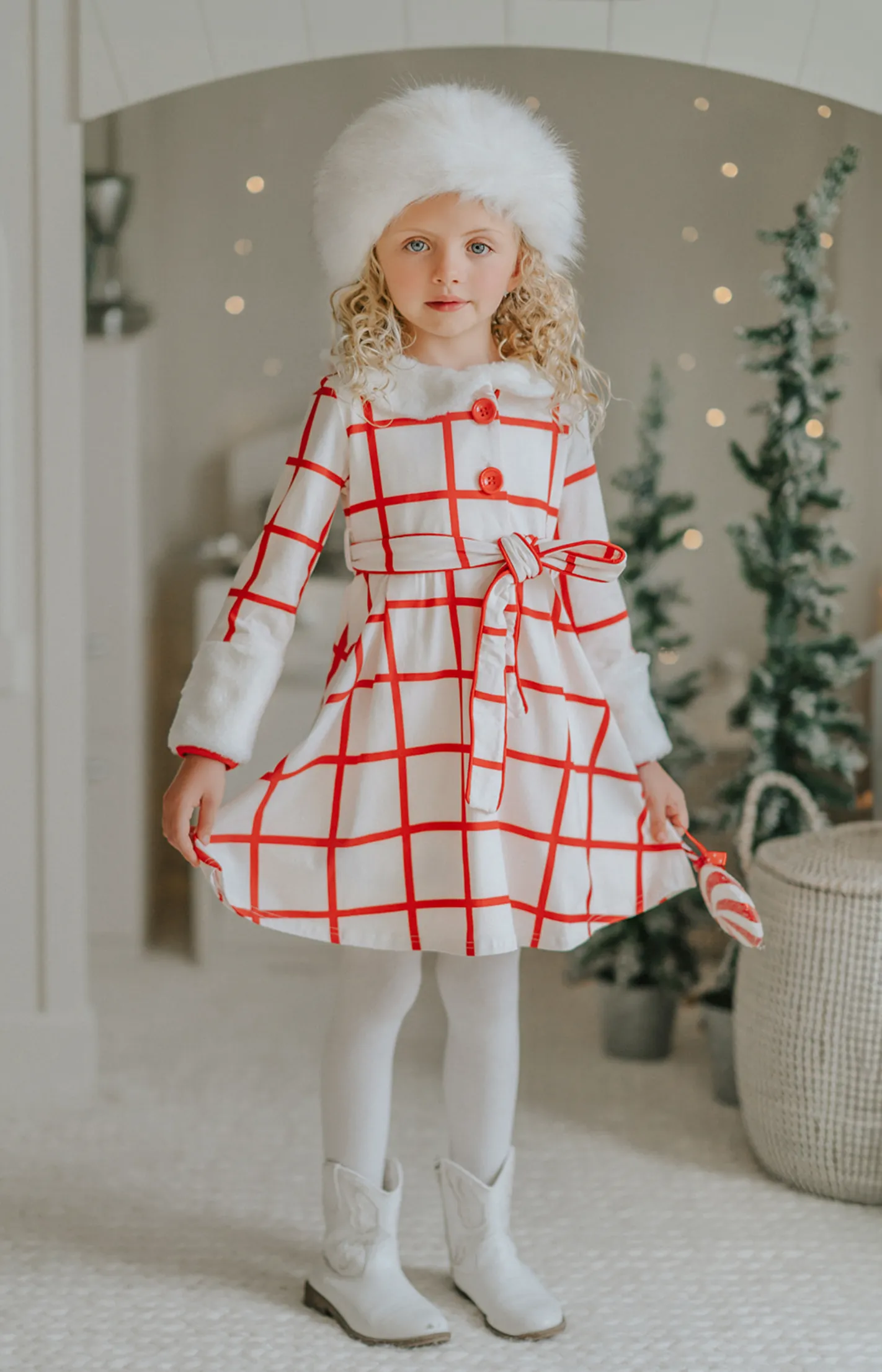 The Window Pane Plaid Holiday Dancer Dress in Rockin' Red- The Rockefeller Uniform