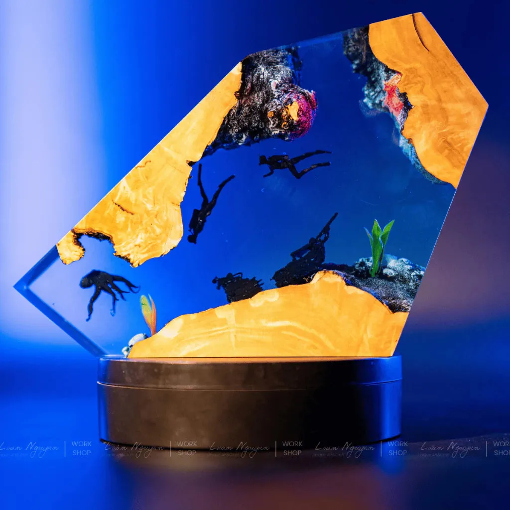 Underwater Diver Night Light, Decorative, Bedroom, Handmade, Ideal for Gift Giving