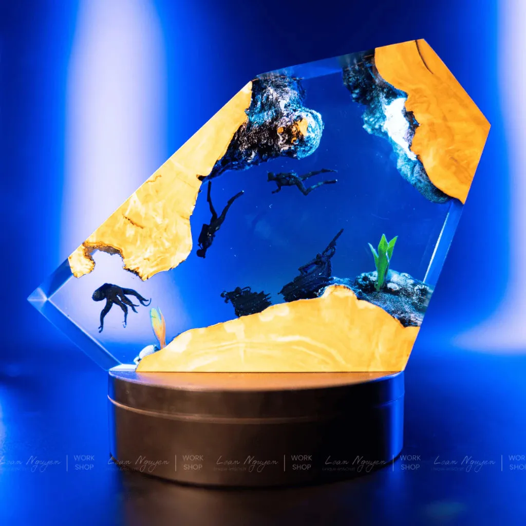Underwater Diver Night Light, Decorative, Bedroom, Handmade, Ideal for Gift Giving