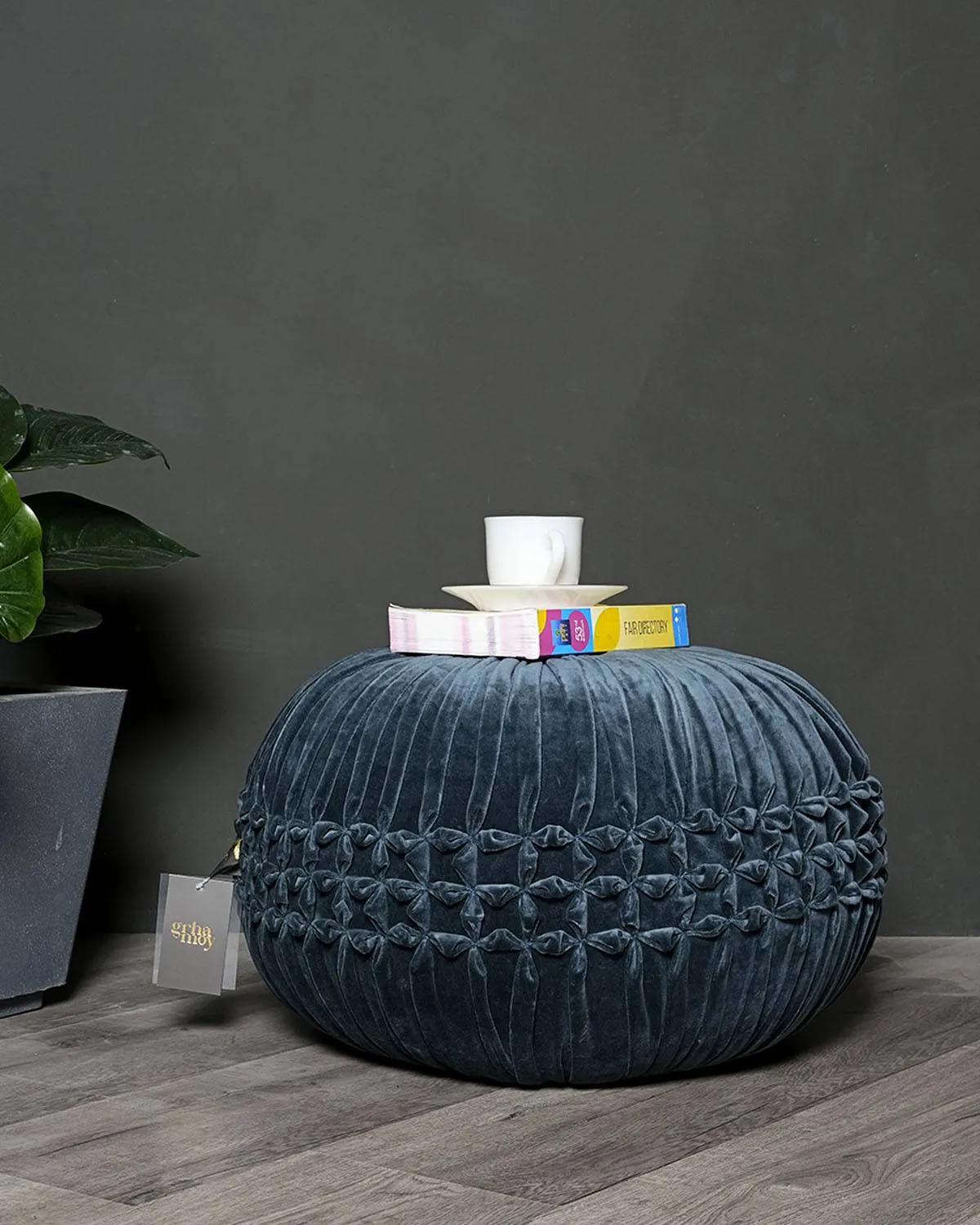 Velvet Teal Pouf