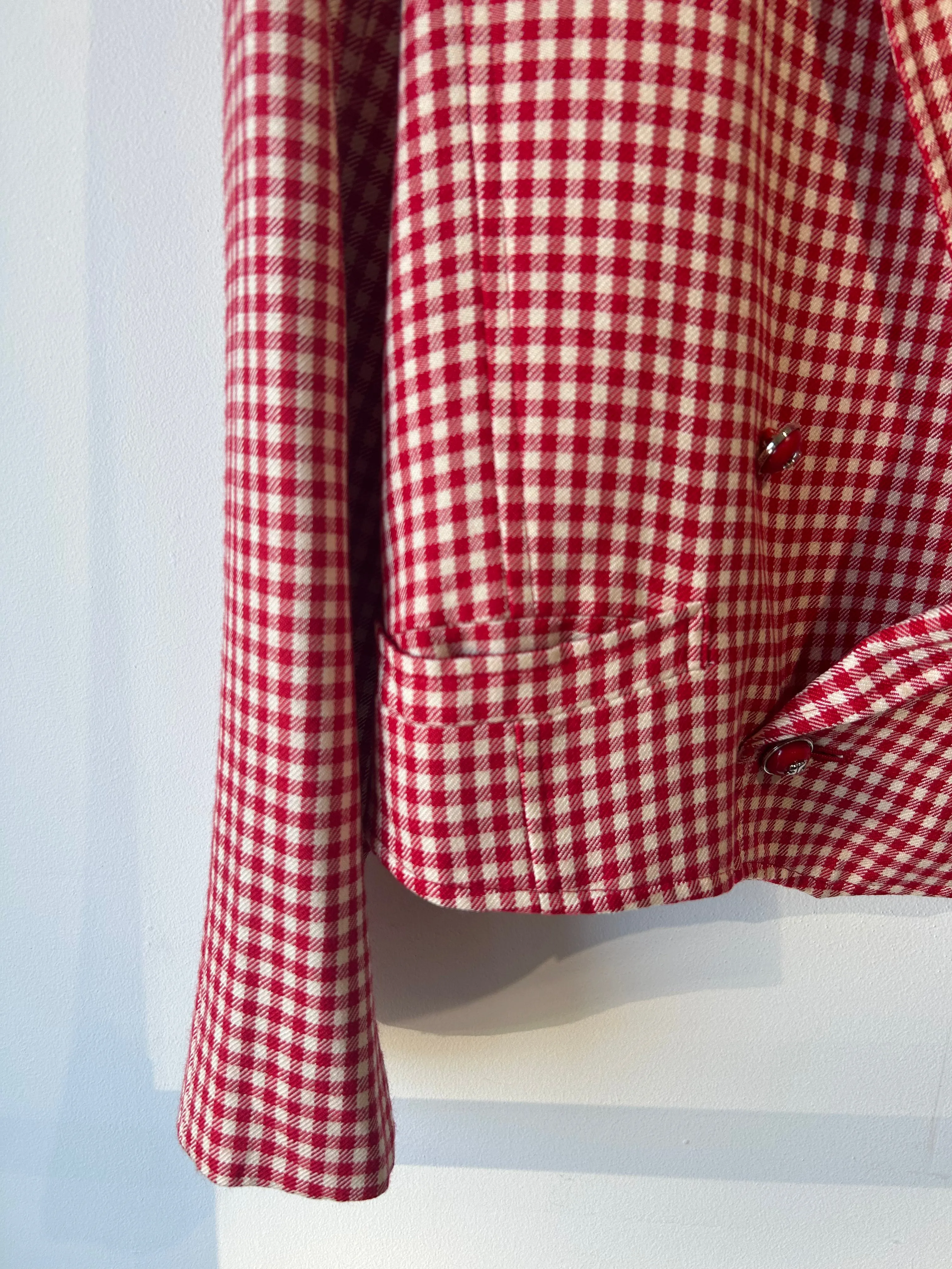 Vintage Courreges Red Gingham Cropped Suit Jacket