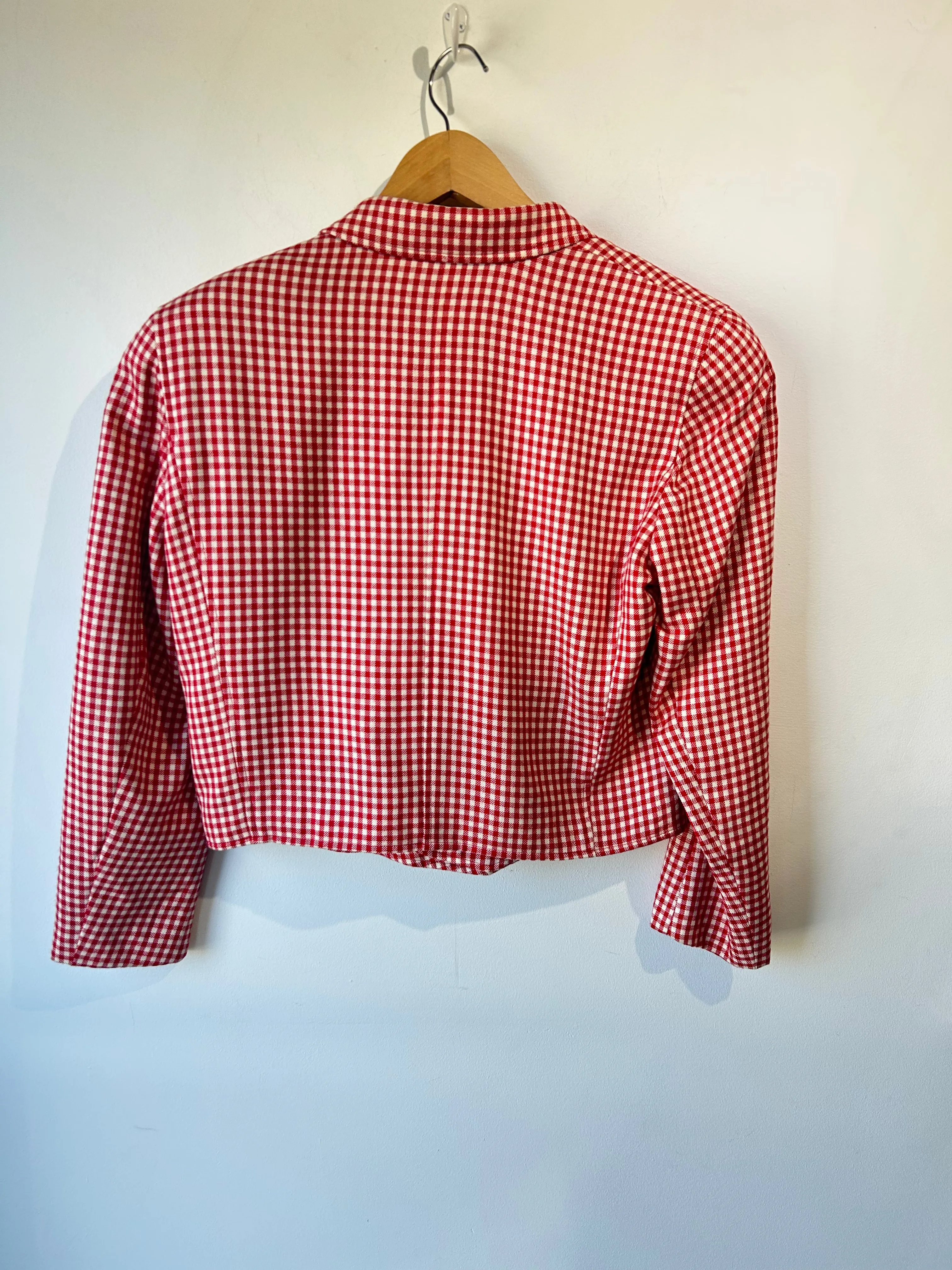 Vintage Courreges Red Gingham Cropped Suit Jacket